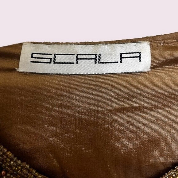 Vintage 80s SCALA Silk Beaded Sequin Blazer Copper Top Womens Size Small Medium - Picture 5 of 9